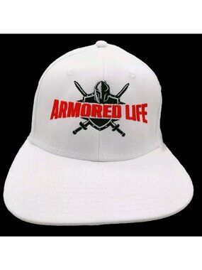 Armored Life Hat Fitted L / XL White Black Red Embroidered
